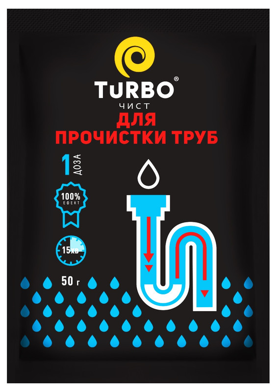 Засіб для прочищення труб TURBOЧИСТ 50 г, гранули